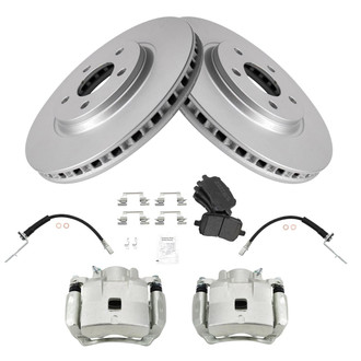TRQ® - Front Disc Brake Kit with Semi-Metallic Pads, Calipers and Hoses