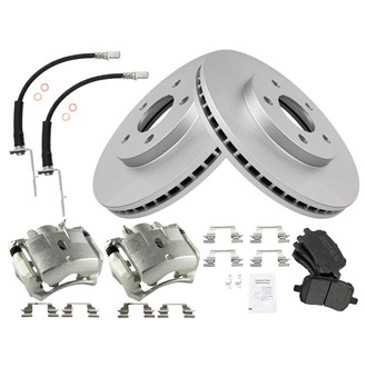 TRQ® - Front Disc Brake Kit with Semi-Metallic Pads, Calipers and Hoses