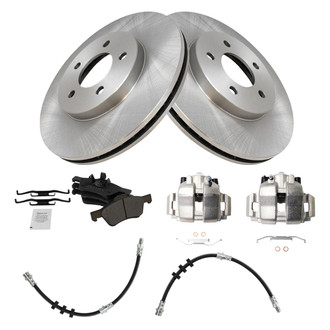 TRQ® - Front Disc Brake Kit with Semi-Metallic Pads, Calipers and Hoses