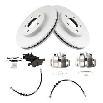 TRQ® - Front Disc Brake Kit with Semi-Metallic Pads, Calipers and Hoses