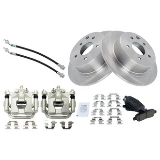 TRQ® - Rear Disc Brake Kit with Ceramic Pads, Calipers and Hoses