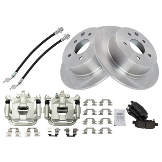 TRQ® - Rear Disc Brake Kit with Semi-Metallic Pads, Calipers and Hoses