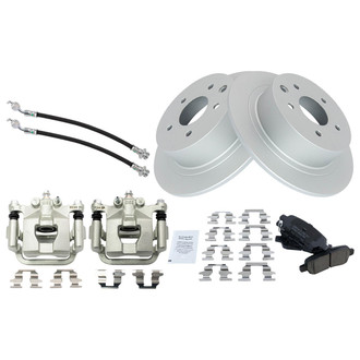 TRQ® - Rear Disc Brake Kit with Ceramic Pads, Calipers and Hoses