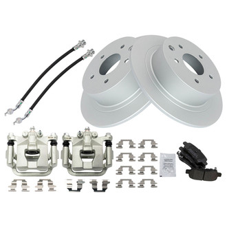 TRQ® - Rear Disc Brake Kit with Semi-Metallic Pads, Calipers and Hoses