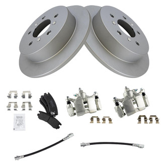 TRQ® - Rear Disc Brake Kit with Semi-Metallic Pads, Calipers and Hoses