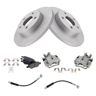TRQ® - Rear Disc Brake Kit with Semi-Metallic Pads, Calipers and Hoses