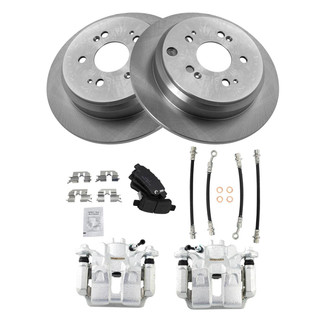 TRQ® - Rear Disc Brake Kit with Ceramic Pads, Calipers and Hoses
