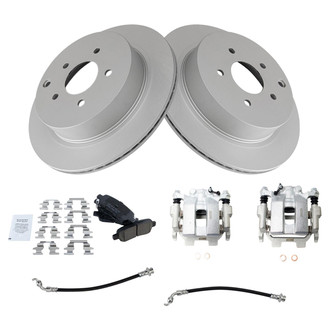 TRQ® BKA29508 - Rear Disc Brake Kit with Ceramic Pads, Calipers and Hoses