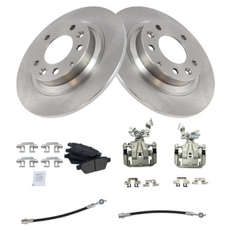 TRQ® - Rear Disc Brake Kit with Semi-Metallic Pads, Calipers and Hoses