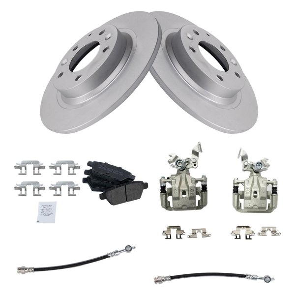 TRQ® - Rear Disc Brake Kit with Semi-Metallic Pads, Calipers and Hoses