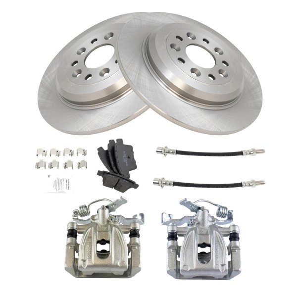 TRQ® - Rear Disc Brake Kit with Semi-Metallic Pads, Calipers and Hoses