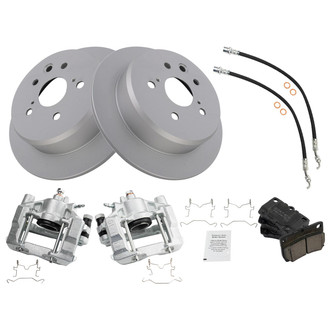 TRQ® - Rear Disc Brake Kit with Ceramic Pads, Calipers and Hoses