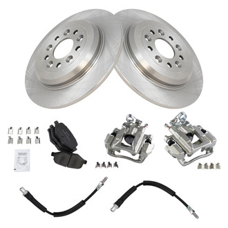 TRQ® - Rear Disc Brake Kit with Semi-Metallic Pads, Calipers and Hoses