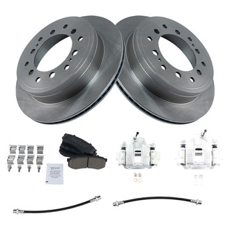 TRQ® - Rear Disc Brake Kit with Ceramic Pads, Calipers and Hoses