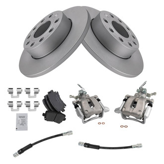 TRQ® - Rear Disc Brake Kit with Ceramic Pads, Calipers and Hoses