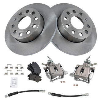 TRQ® - Rear Disc Brake Kit with Semi-Metallic Pads, Calipers and Hoses