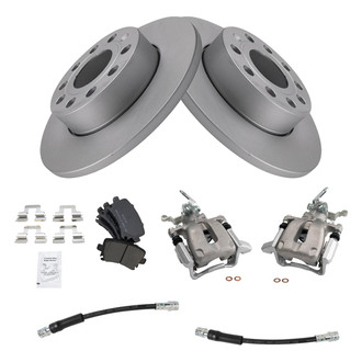 TRQ® - Rear Disc Brake Kit with Semi-Metallic Pads, Calipers and Hoses