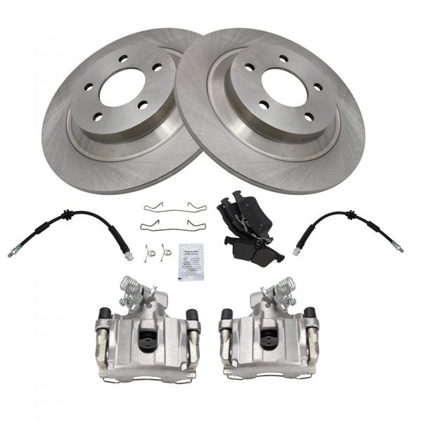 TRQ® - Rear Disc Brake Kit with Semi-Metallic Pads, Calipers and Hoses