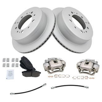 TRQ® - Rear Disc Brake Kit with Ceramic Pads, Calipers and Hoses