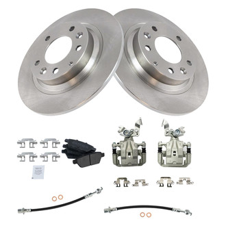 TRQ® - Rear Disc Brake Kit with Semi-Metallic Pads, Calipers and Hoses