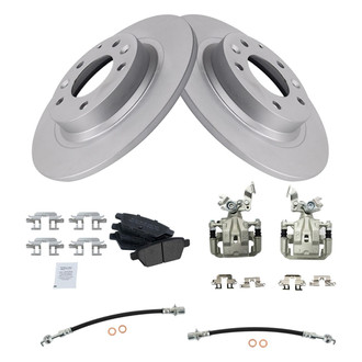 TRQ® - Rear Disc Brake Kit with Semi-Metallic Pads, Calipers and Hoses