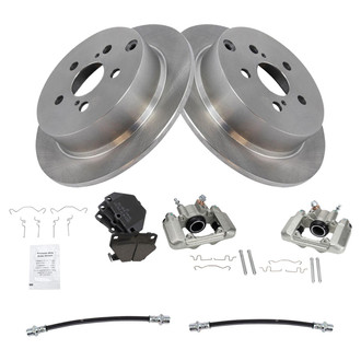 TRQ® - Rear Disc Brake Kit with Ceramic Pads, Calipers and Hoses