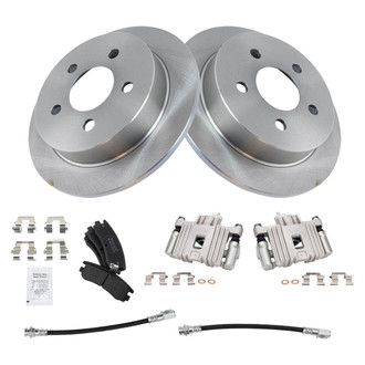 TRQ® - Rear Disc Brake Kit with Semi-Metallic Pads, Calipers and Hoses