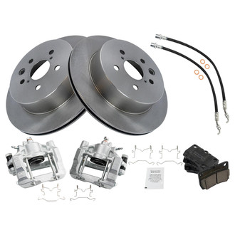 TRQ® - Rear Disc Brake Kit with Ceramic Pads, Calipers and Hoses
