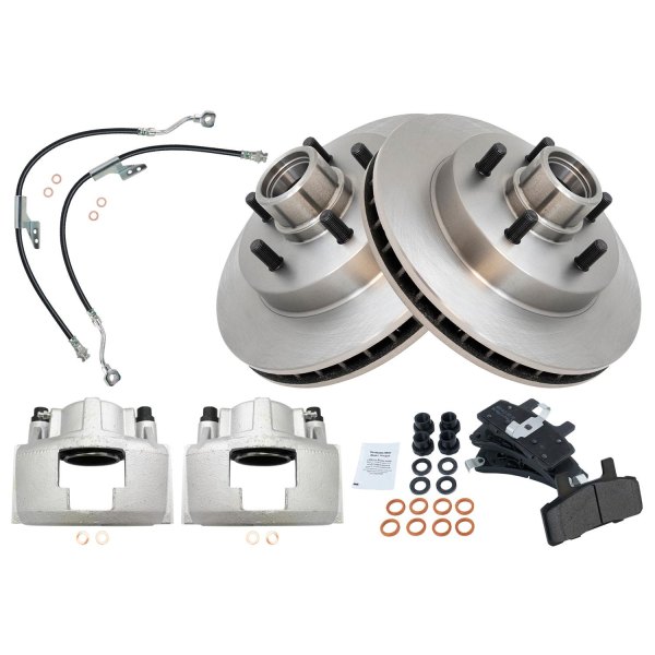 TRQ® - Front Disc Brake Kit with Semi-Metallic Pads, Calipers and Hoses