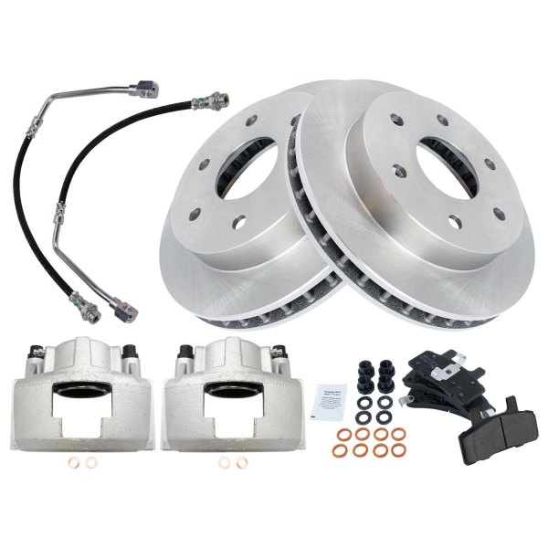 TRQ® - Front Disc Brake Kit with Semi-Metallic Pads, Calipers and Hoses