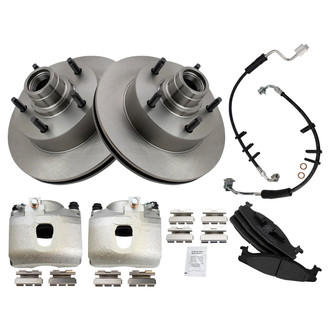 TRQ® - Front Disc Brake Kit with Semi-Metallic Pads, Calipers and Hoses