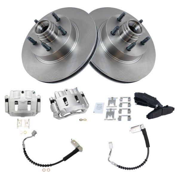 TRQ® - Front Disc Brake Kit with Semi-Metallic Pads, Calipers and Hoses