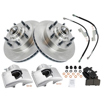 TRQ® - Front Disc Brake Kit with Semi-Metallic Pads, Calipers and Hoses