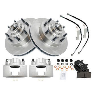 TRQ® - Front Disc Brake Kit with Semi-Metallic Pads, Calipers and Hoses