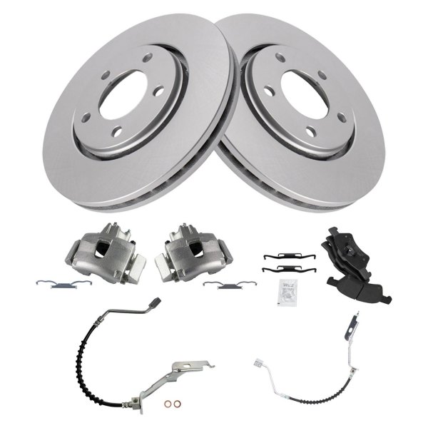 TRQ® - Front Disc Brake Kit with Semi-Metallic Pads, Calipers and Hoses