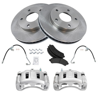 TRQ® - Disc Brake Kit with Semi-Metallic Pads, Calipers and Hoses