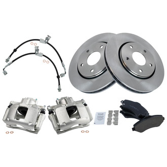TRQ® - Front Disc Brake Kit with Ceramic Pads, Calipers and Hoses