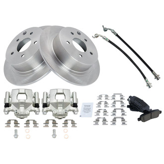 TRQ® - Rear Disc Brake Kit with Ceramic Pads, Calipers and Hoses