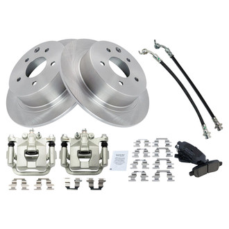 TRQ® - Rear Disc Brake Kit with Ceramic Pads, Calipers and Hoses