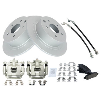 TRQ® - Rear Disc Brake Kit with Ceramic Pads, Calipers and Hoses