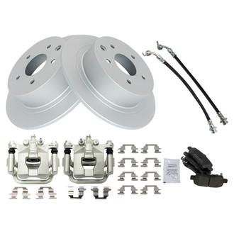 TRQ® - Rear Disc Brake Kit with Semi-Metallic Pads, Calipers and Hoses