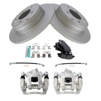 TRQ® - Rear Disc Brake Kit with Semi-Metallic Pads, Calipers and Hoses