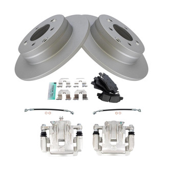 TRQ® - Rear Disc Brake Kit with Semi-Metallic Pads, Calipers and Hoses