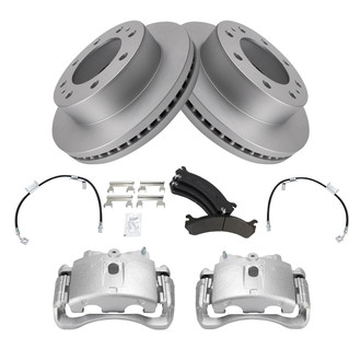 TRQ® - Front Disc Brake Kit with Semi-Metallic Pads, Calipers and Hoses