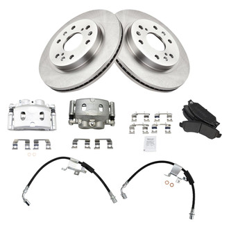 TRQ® - Front Disc Brake Kit with Semi-Metallic Pads, Calipers and Hoses