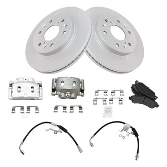 TRQ® - Front Disc Brake Kit with Semi-Metallic Pads, Calipers and Hoses