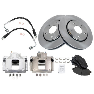 TRQ® - Disc Brake Kit with Semi-Metallic Pads, Calipers and Hoses