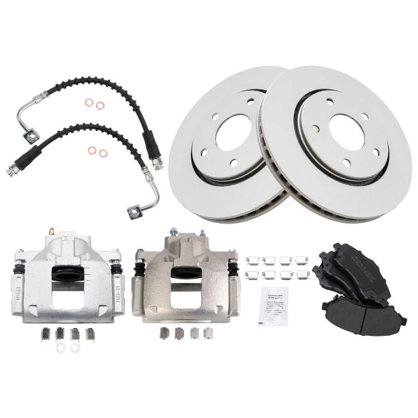 TRQ® - Front Disc Brake Kit with Semi-Metallic Pads, Calipers and Hoses