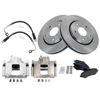 TRQ® - Front Disc Brake Kit with Ceramic Pads, Calipers and Hoses