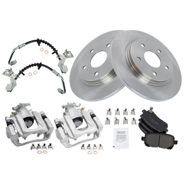 TRQ® - Rear Disc Brake Kit with Ceramic Pads, Calipers and Hoses